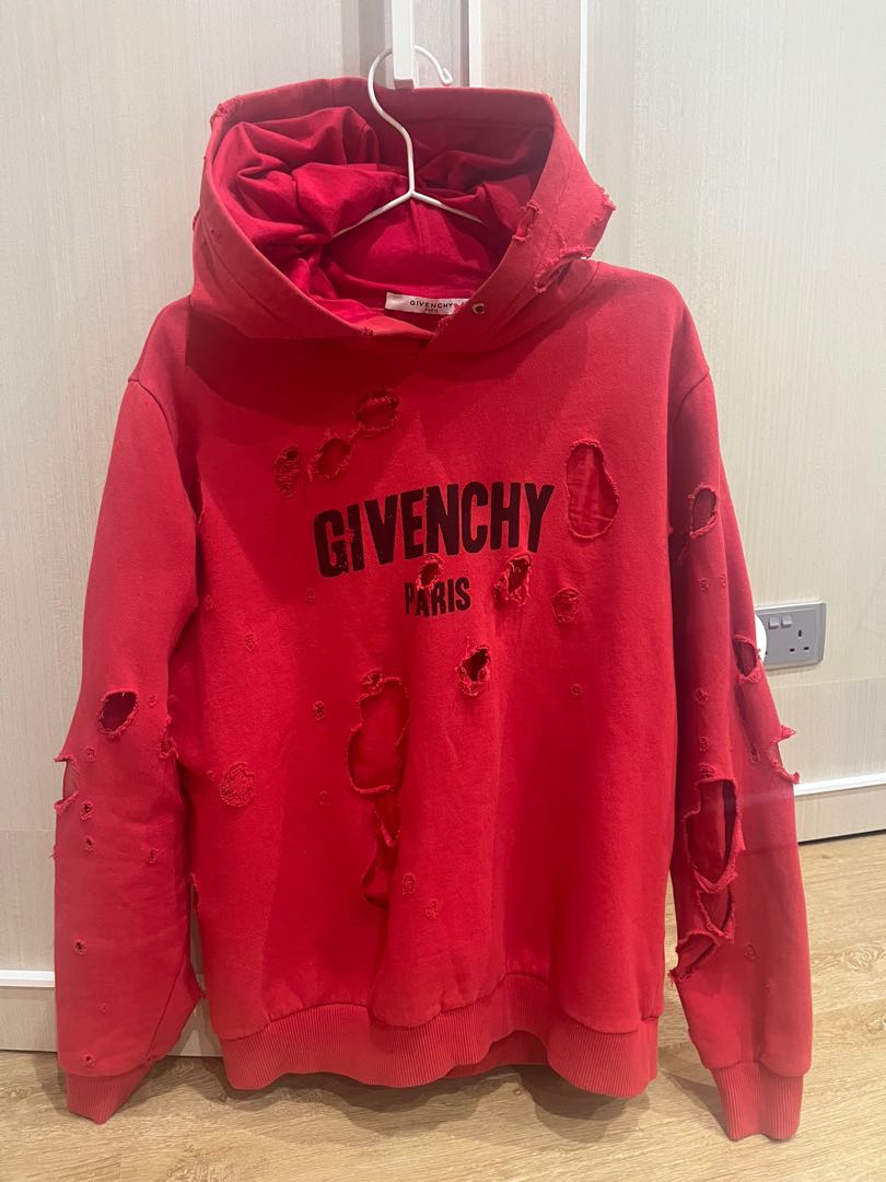 Givenchy distressed hoodie, Men's Fashion, Coats, Jackets and Outerwear on  Carousell