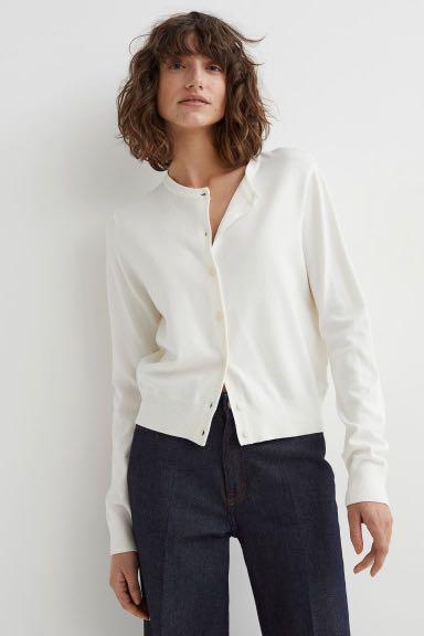 h m fine knit cardigan in cream Women s Fashion Coats Jackets
