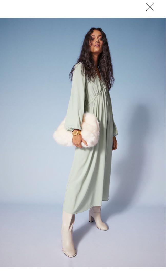 New but washed H M Mint green Midi Maxi Dress Women s Fashion