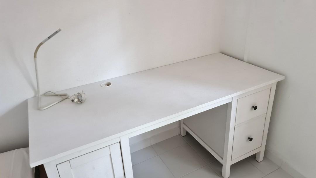 Ikea Hemnes white writing desk table office, Furniture & Home Living