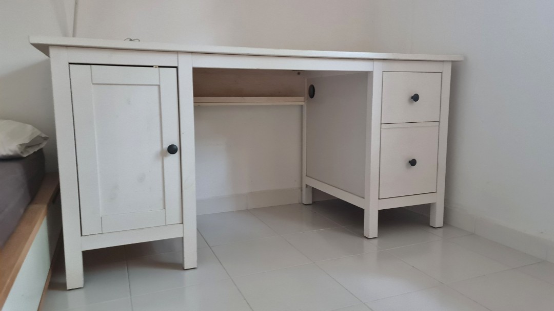 Ikea Hemnes white writing desk table office, Furniture & Home Living