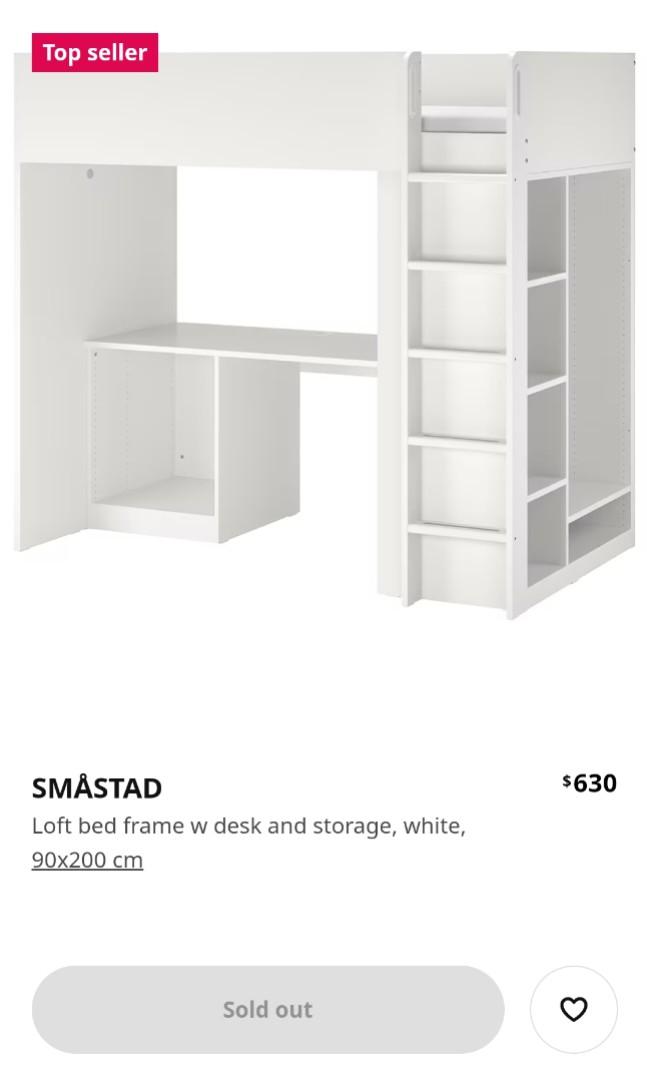 Ikea Loft Bed With Storage Furniture, Småstad Loft Bed Frame Desk And Storage White Twin