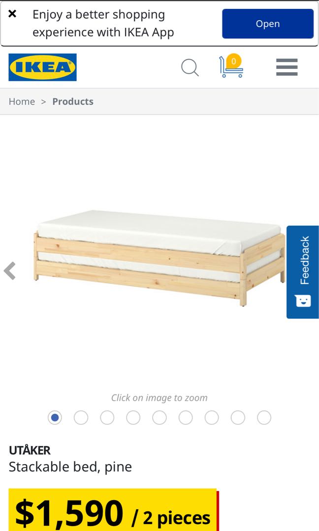 IKEA UTAKER STACKABLE BED PINE, 傢俬＆家居, 傢俬, 床架及床褥 Carousell