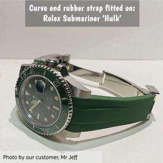 [INSTOCK] 20MM CURVE END RUBBER WATCH STRAP. fitted on customer’s rolex submariner hulk, gmt batman, gmt coke as seen in pic1,3-4