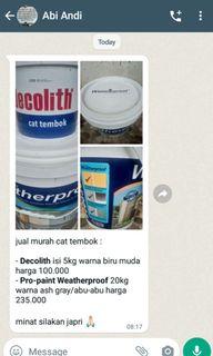 Jual cat tembok murah baru tidak dipakai