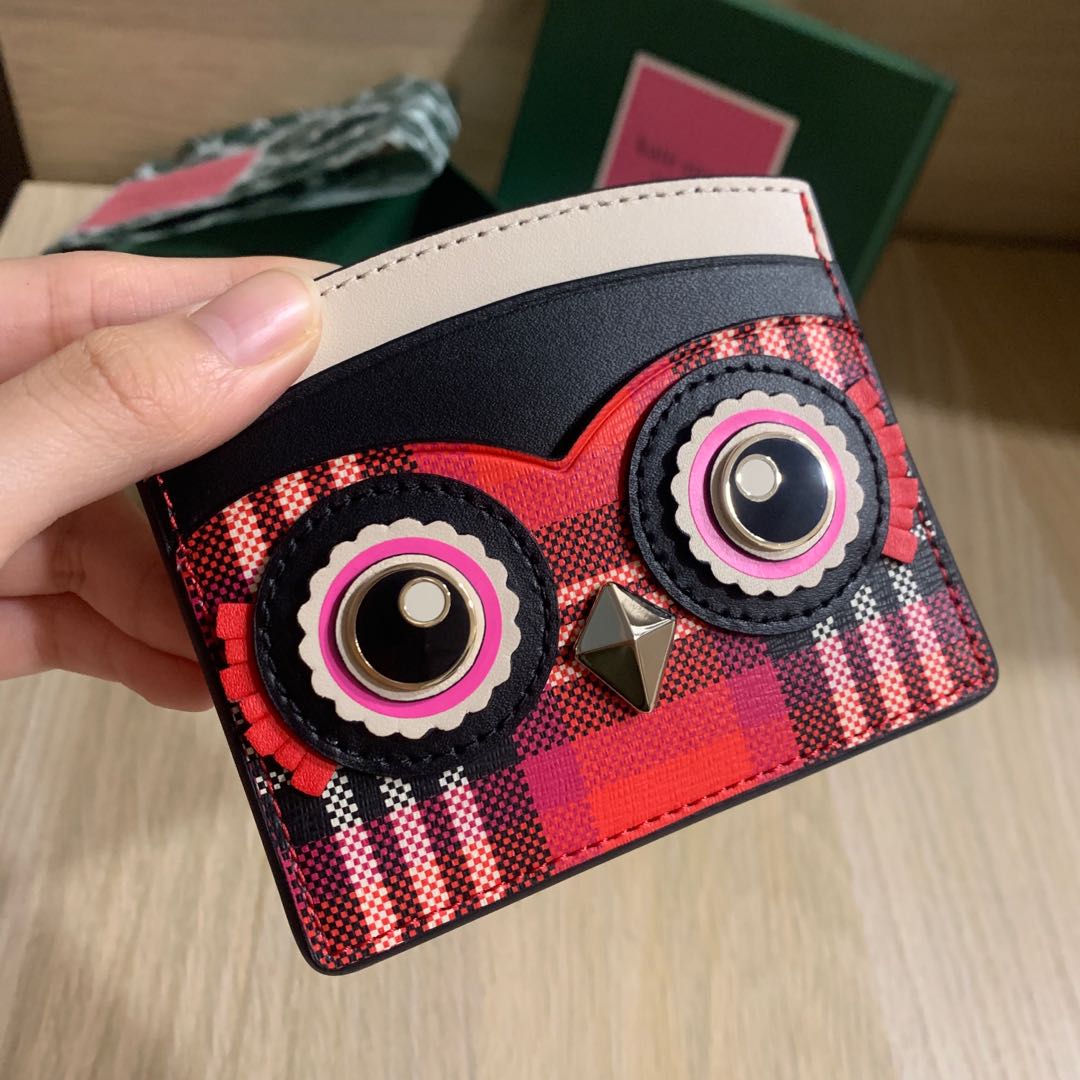 Kate Spade] ♠️ Blinx Plaid Owl Cardholder, Women's Fashion, Bags & Wallets,  Wallets & Card Holders on Carousell
