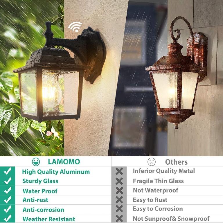 Lamomo Dusk to Dawn Sensor Outdoor Wall Light, Waterproof Aluminum