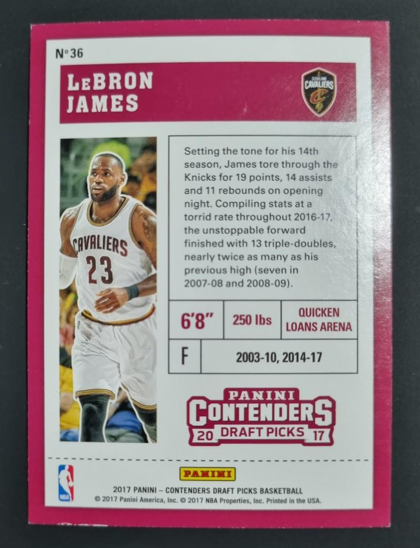 LeBron James Contenders Card (Category: Raw Singles) located in Pasig City. Submitted by MaryandXaviersCorner (Listing ID 1151206062, Image 2). Description: LeBron James Contenders Card Actual pictures of the item posted Small white in the lower edge at the back (pls check pics) Will be shipped in a toploader and bubblewrap Please check my other NBA cards listings..