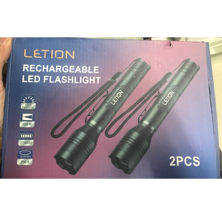 LETION LED Torch Rechargeable,Torches LED Super Bright Powerful 1500 Lumens 5 