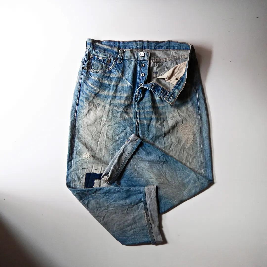 Levis S507xx distressed denim, Fesyen 