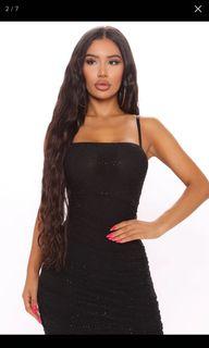Long rushed black dress with crystals 