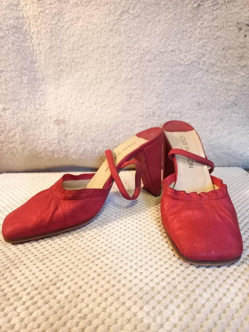 Authentic Louis Vuitton vintage heels shoes (Category: Flats & Sandals) located in Antipolo. Submitted by myfamiliar (Listing ID 1151299088, Image 2). Description: *authentic *all leather and satin (outer covering) material *added rubber soles to prevent slipping. new top heels *RFS: decluttering *size 39 *shoes only / as is.