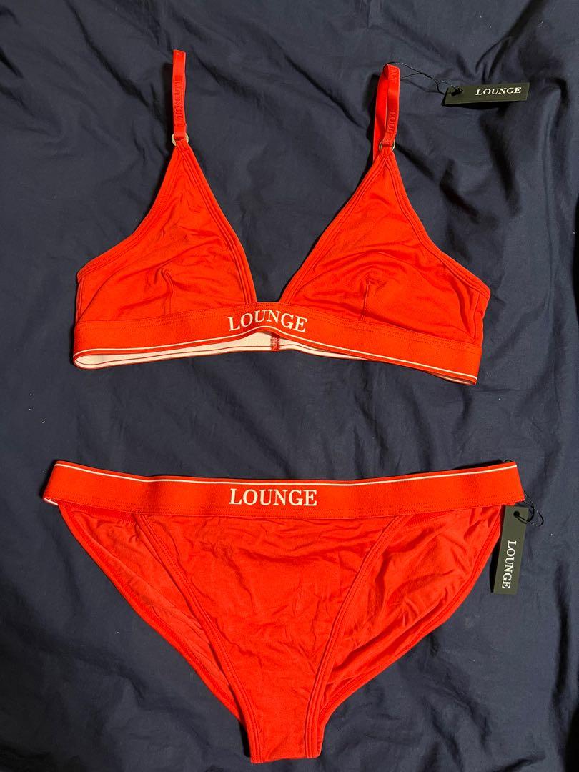 LOUNGE UNDERWEAR Red Bamboo Bralette and L size Underwear Women s
