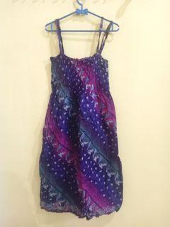 Midi Dress Batik Ungu Magenta