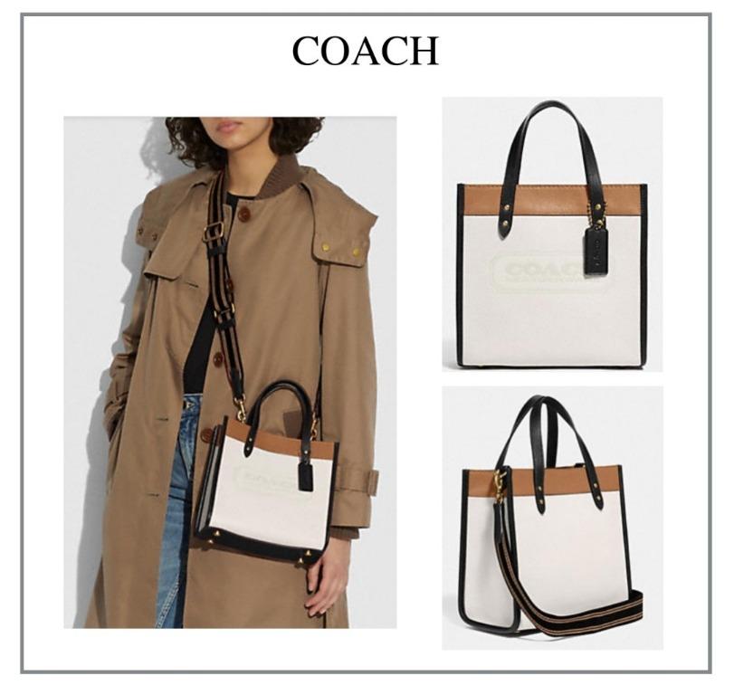  COACH Color-Block Leather Badge Field Tote 22 B4/Chalk