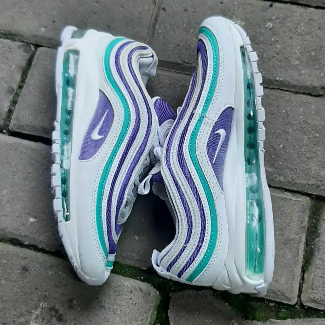 purple white and turquoise air max 97