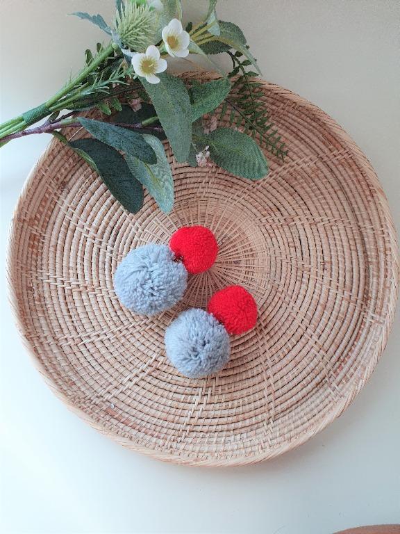Rainbow pom pom earrings on sale