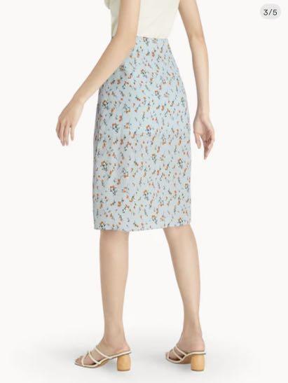 Sustainable Floral Side Slit Skirt - Purple - Pomelo Fashion