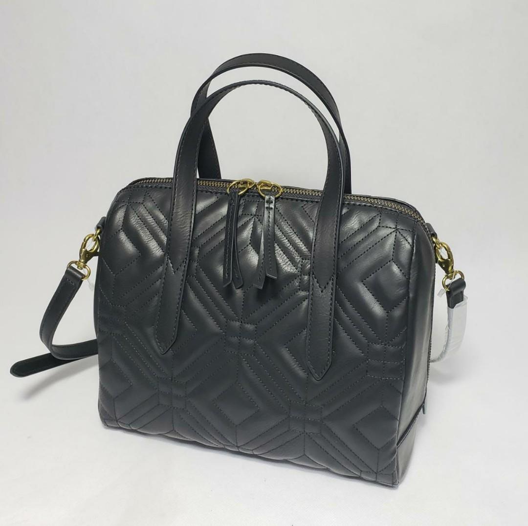 READY FOSSIL SYDNEY SATCHEL EMBROIDERY BLACK Barang Mewah Tas