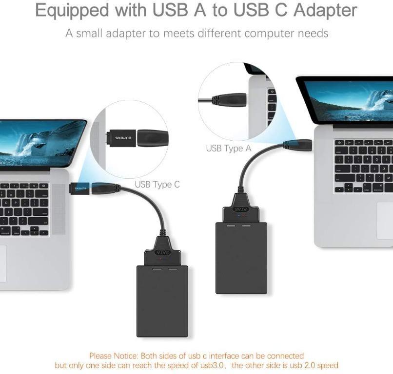 Sj5 Eluteng Usb 30 To Sata Adapter Cable With Type C Adapter For 25 Hdd Or Ssd 5gbps High 6473