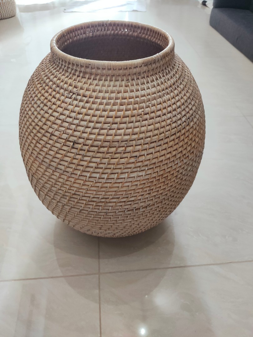 Sturdy hard rattan antique basket, Furniture & Home Living, Home Decor ...
