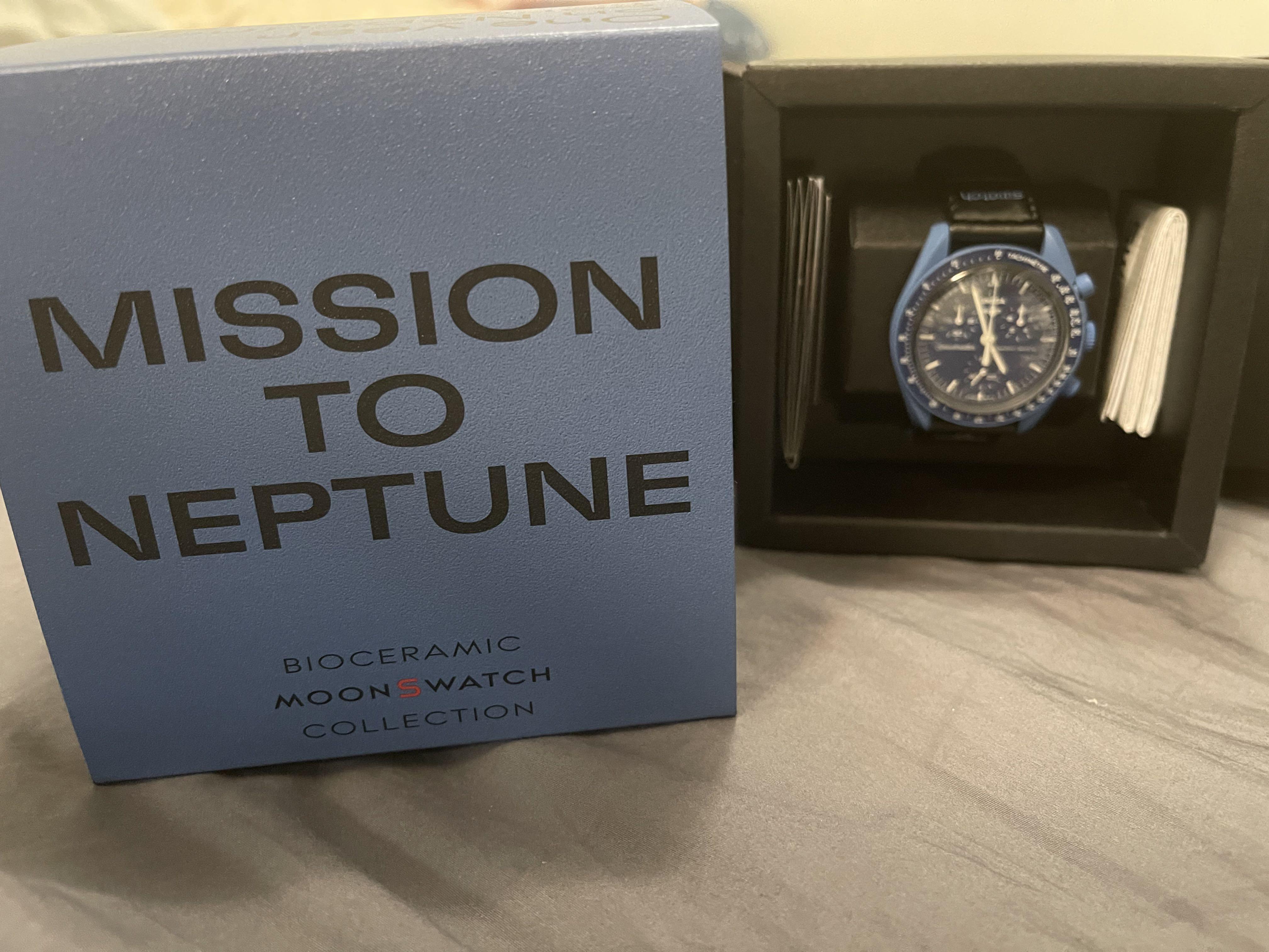 出售：swatch x omega MISSION TO NEPTUNE, 名牌, 手錶- Carousell