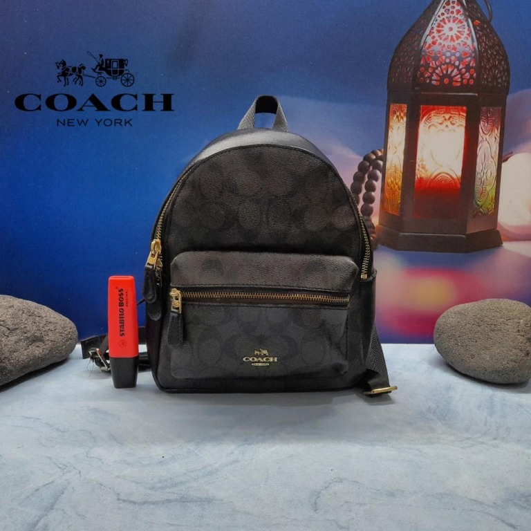 Tas Coach F38302 Signature Mini Charlie Backpack In Pebble Leather