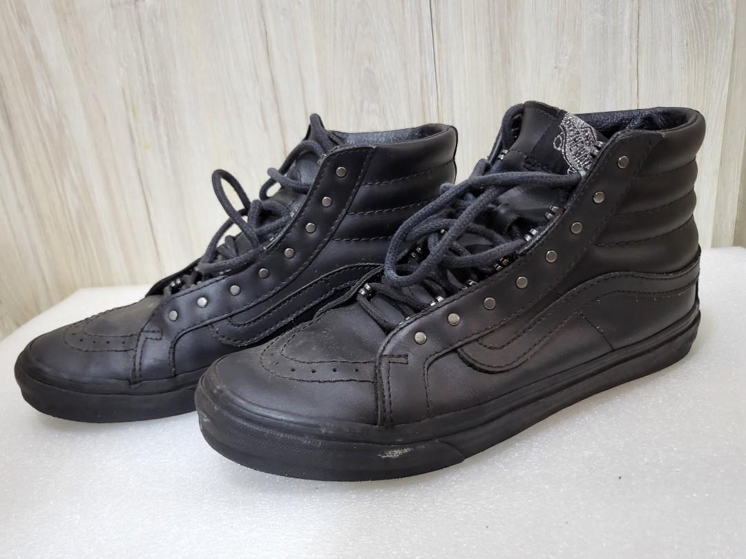 Vans Black Leather High Tops