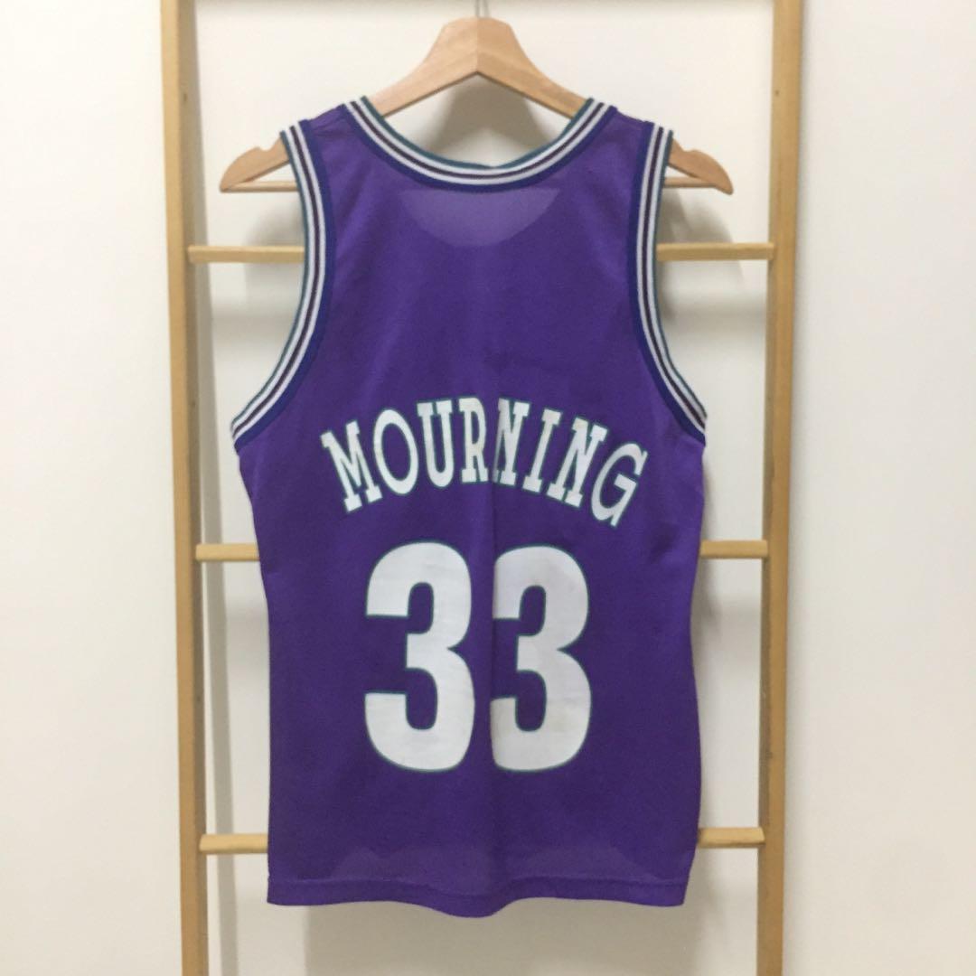 Vintage 90s Champion NBA Alonzo Mourning 33 Charlotte Hornets 