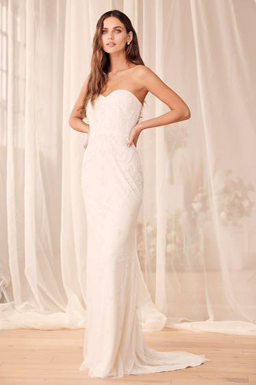 White sequin wedding dress top