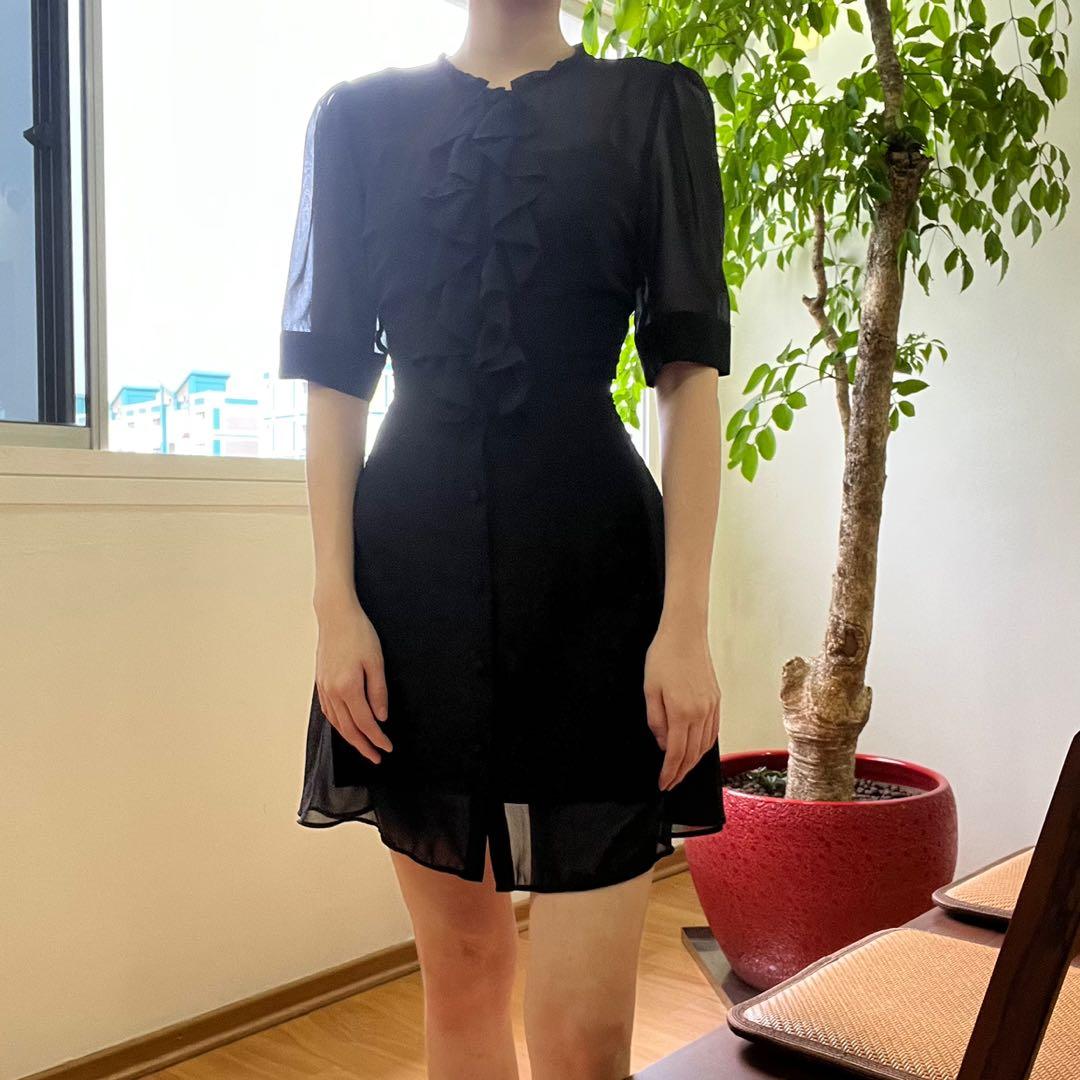 zara black chiffon dress ZARA Black Chiffon Ruffle Dress, Women's Fashion, Dresses & Sets, Dresses  on Carousell