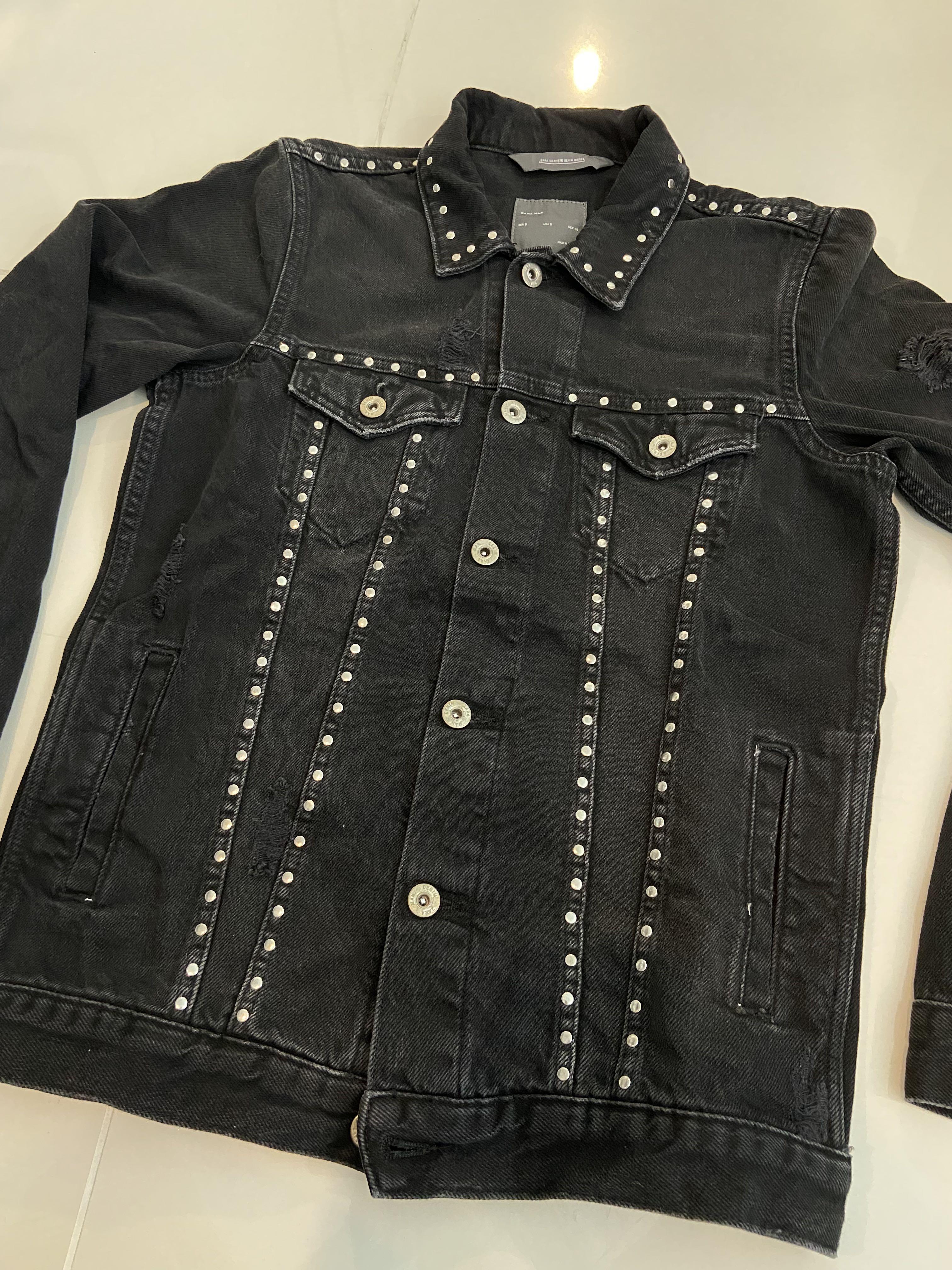 Zara studded denim jacket hot sale