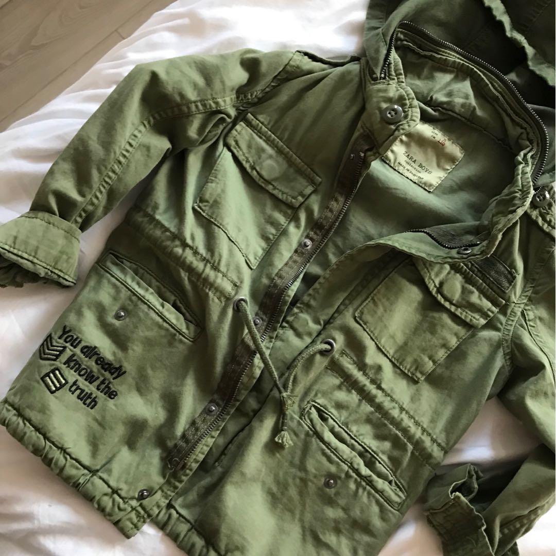 Zara green military jacket best sale
