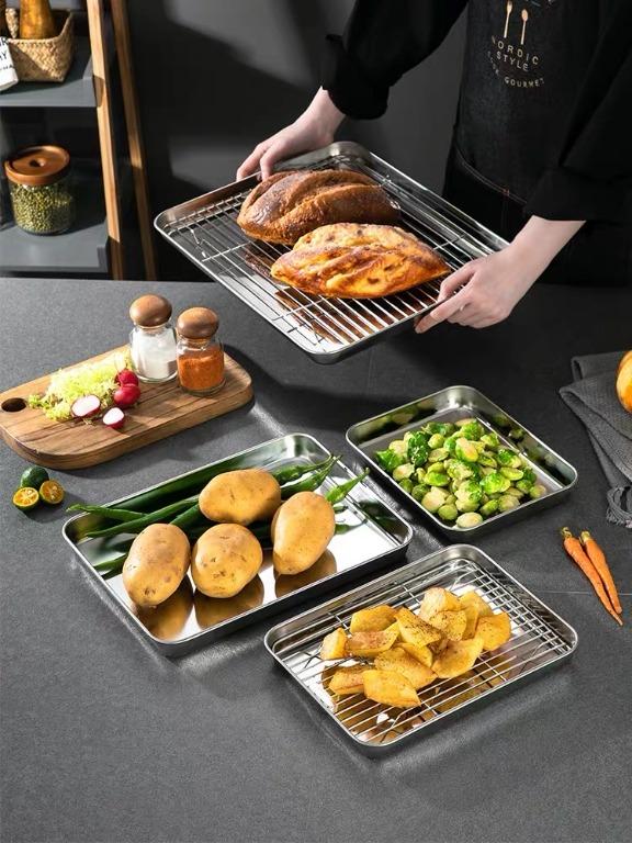 1PC 304 Baking Tray with Removable Rack Cooling Pan Cooling Rack for Oven Stainless Steel