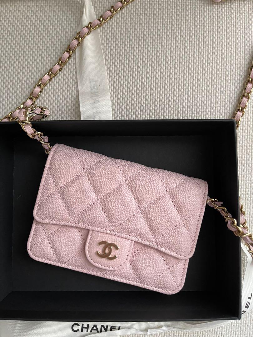 Selling at RP! 22S Chanel Card Holder with Chain in Pink Caviar, Luxury,  Bags & Wallets on Carousell