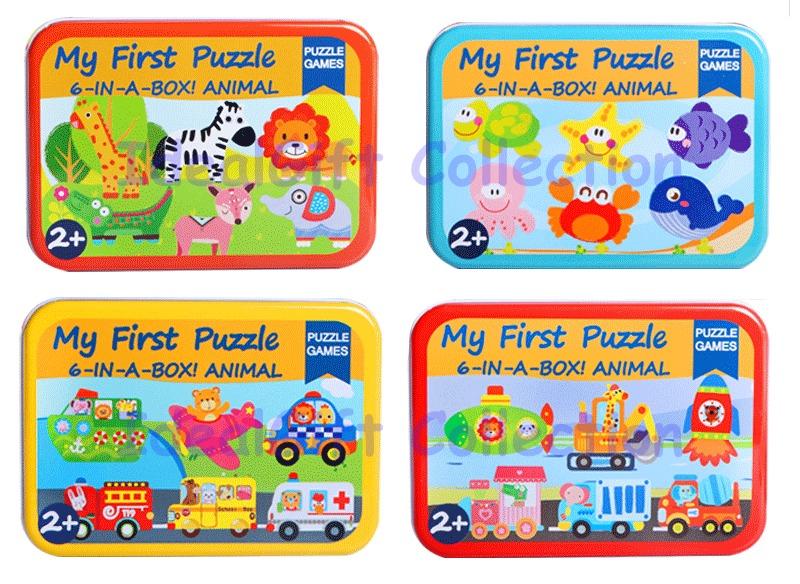 6 In 1 Jigsaw Puzzle For Kids Early Education Tin Box Gift Goodie Bags,  Babies & Kids, Infant Playtime On Carousell