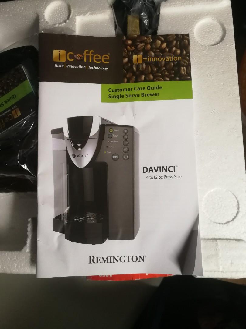 Remington iCoffee Davinci Single Serve BREWER