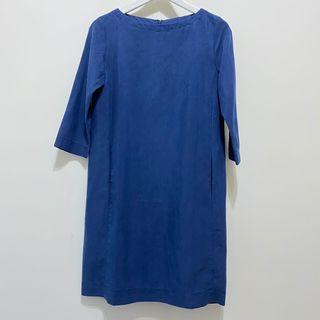 🛍#MUJI #藍色八分袖洋裝