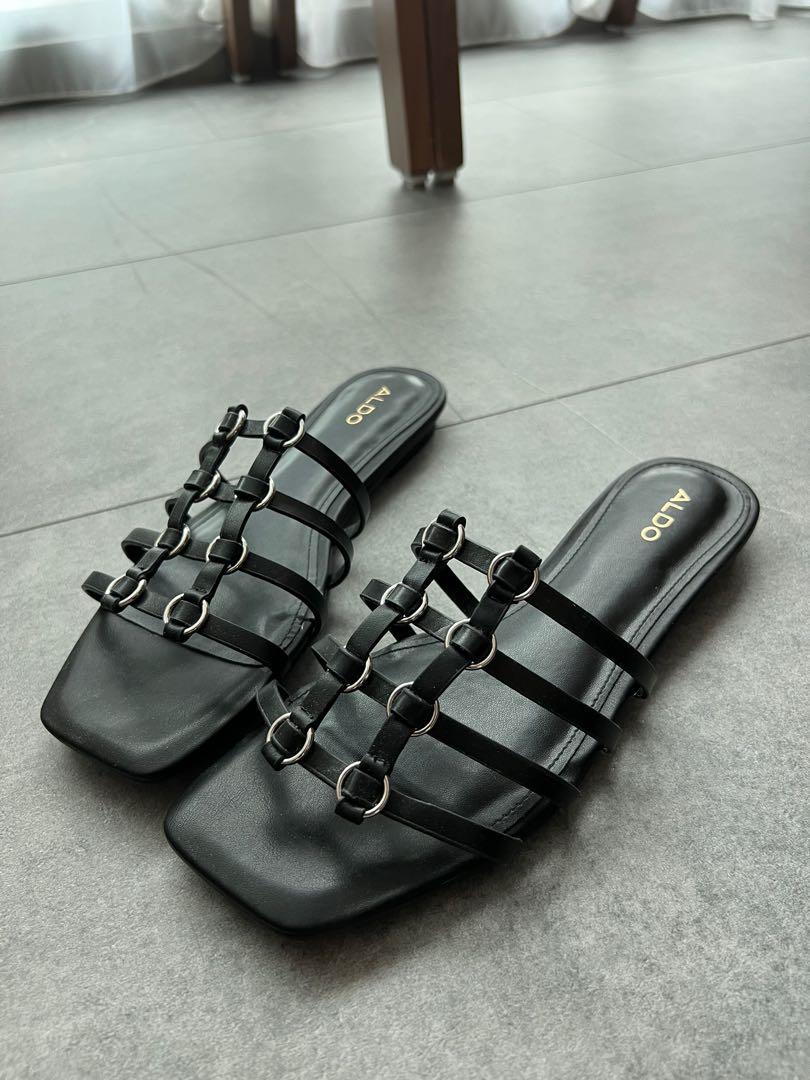 Aldo black clearance flat sandals