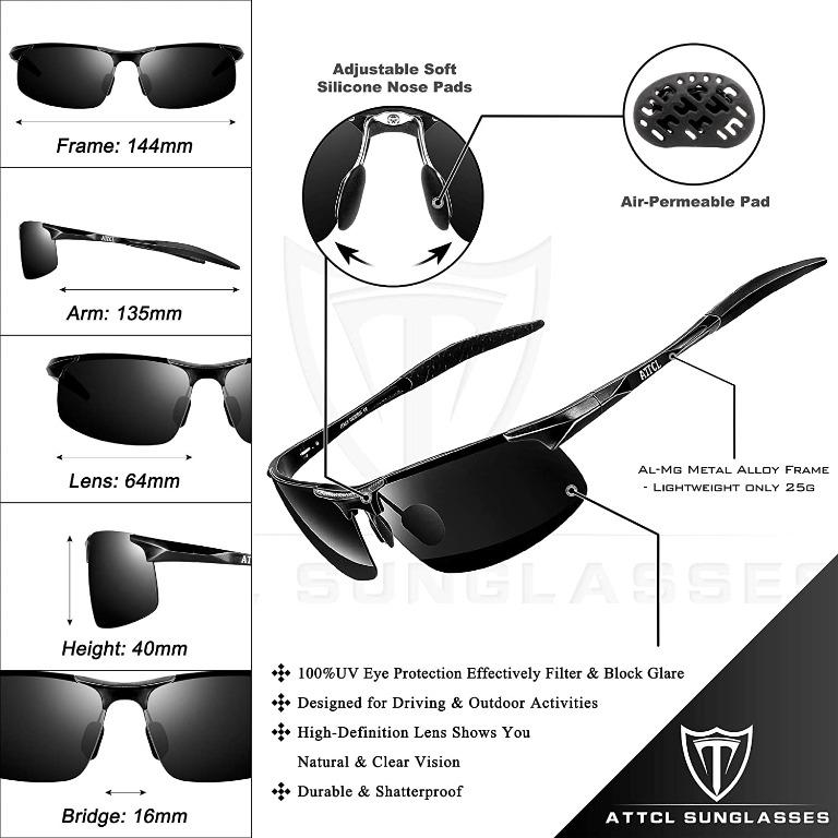 ATTCL Mens Fashion Driving Polarized Sunglasses Man Al-Mg Metal Frame Ultra  Light (black), Men's Fashion, Watches & Accessories, Sunglasses & Eyewear  on Carousell