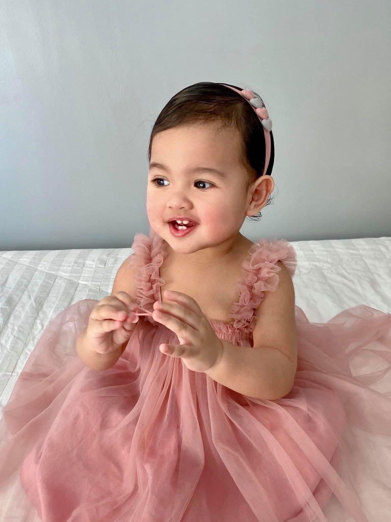 Pink tulle dress baby discount