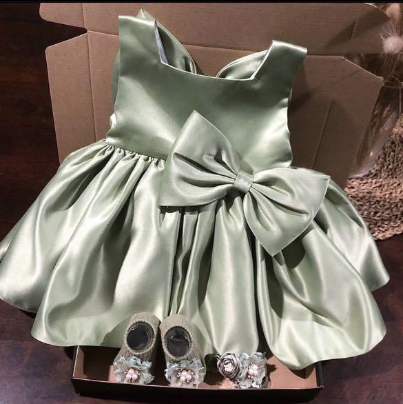 Green baby frock on sale