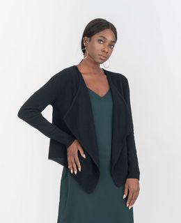 BN Grana Mongolian Cashmere Waterfall Cardigan black