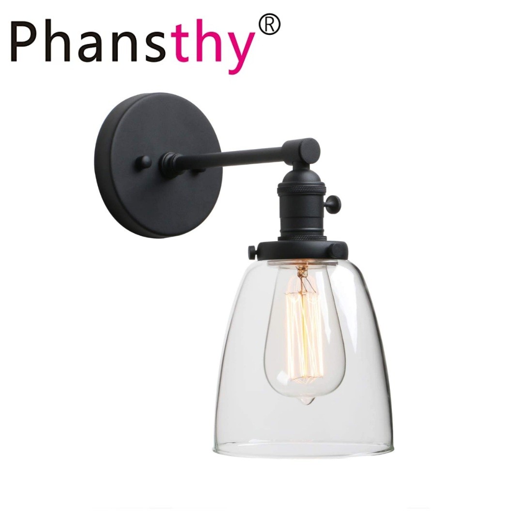 Chrome Phansthy 3 Lights Wall Light Vintage Wall Lamp with Switch Industrial Wall Sconce Fittings Edison Bulb Lamps with Oval Glass Shade for Vanity Mirror Bathroom Fixtures E27 Socket