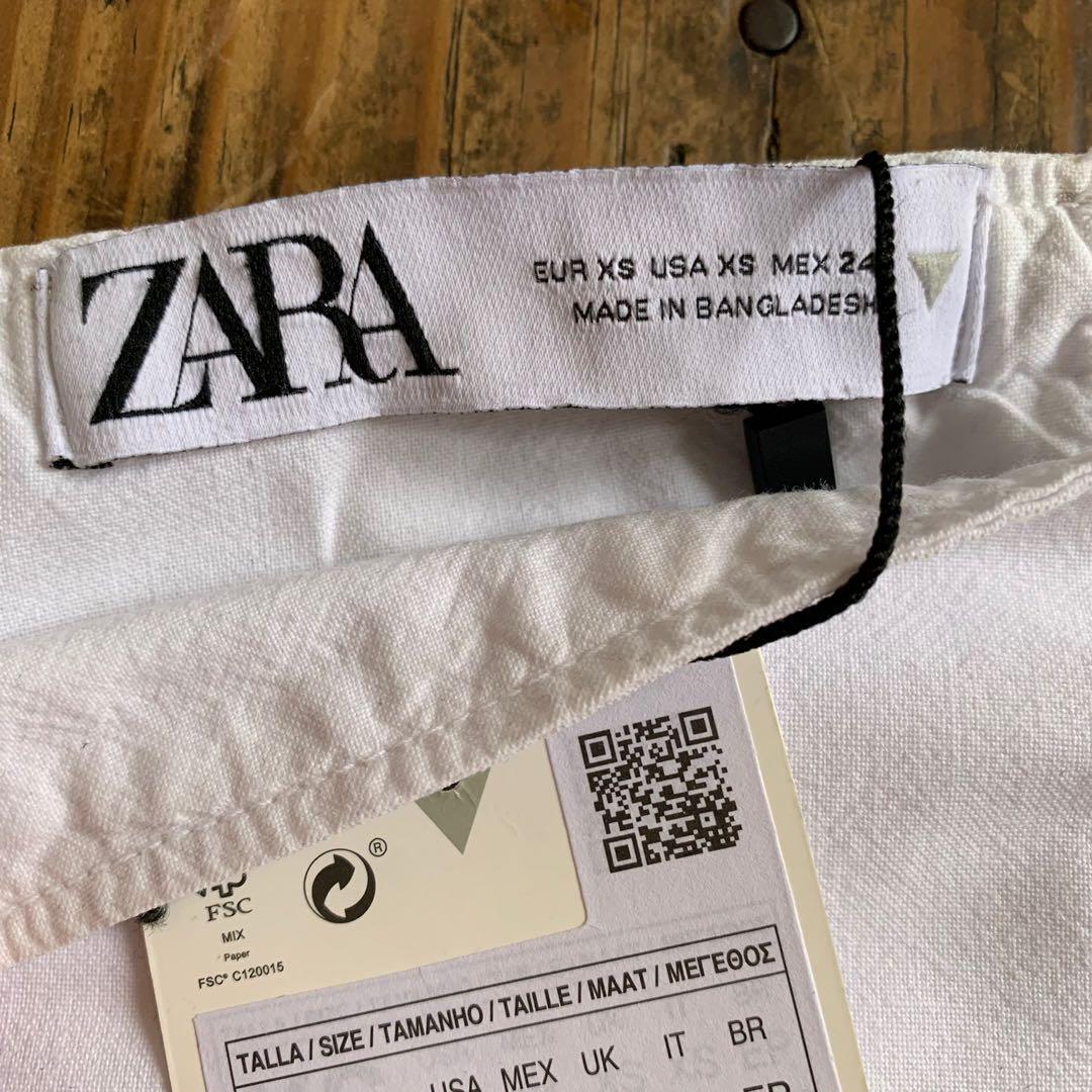 Brandnew Zara bandana denim top in white adjustable back, Women's