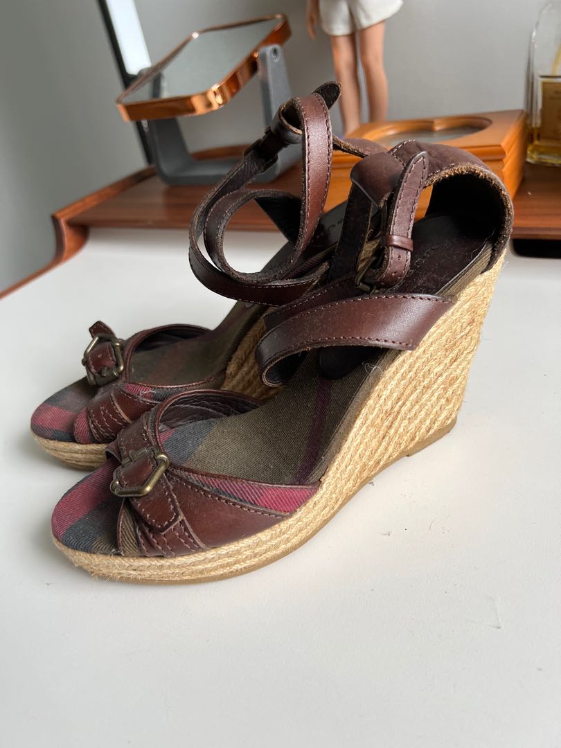 Burberry wedge heel sandals, Women's Fashion, Footwear, Wedges on Carousell