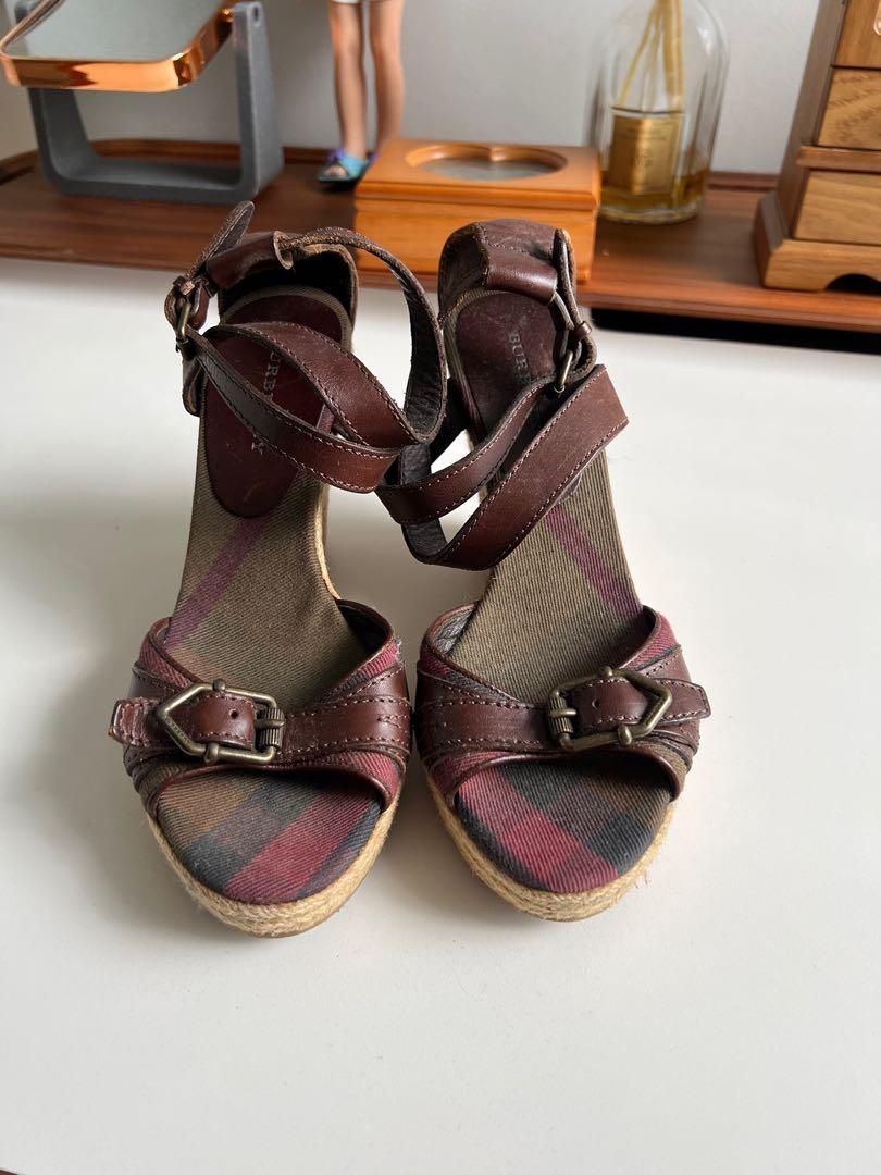 Burberry wedge heel sandals, Women's Fashion, Footwear, Wedges on Carousell