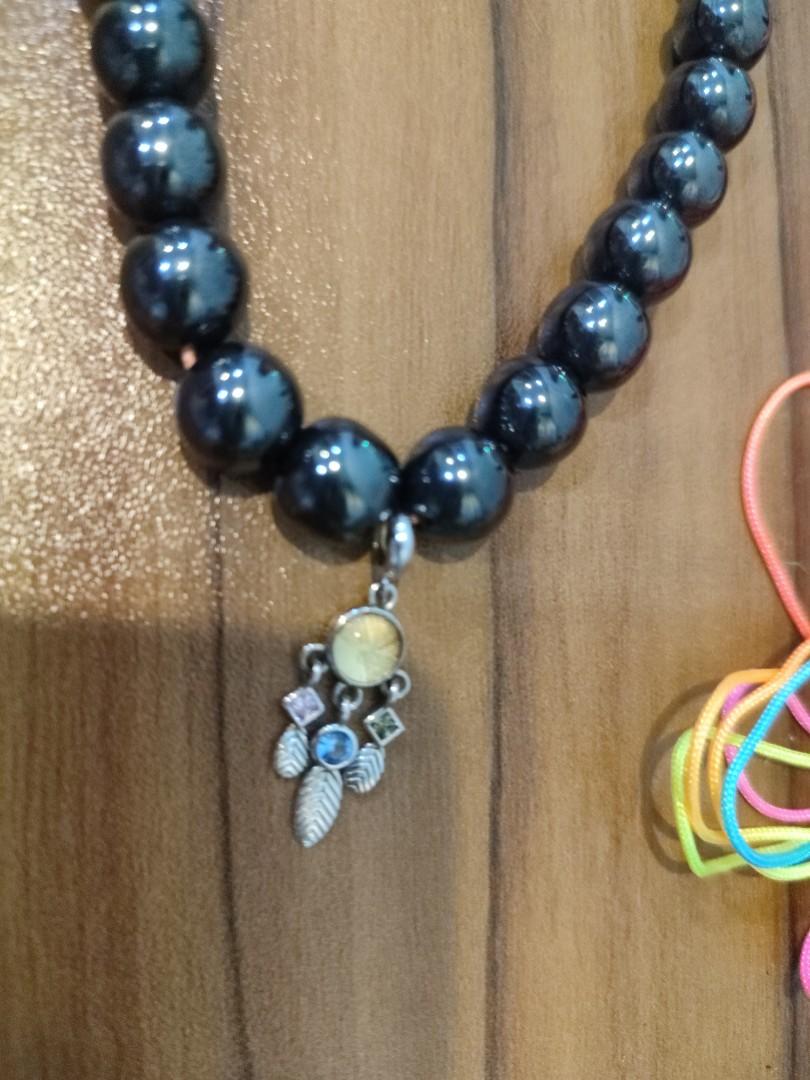 Custom Made Lady Necklace NamPhee Magnetic Leklai 50 Beads Real Meteorite Pendant 3 colours natural crystal jewelry 1 BlueAmber Bead Rosary