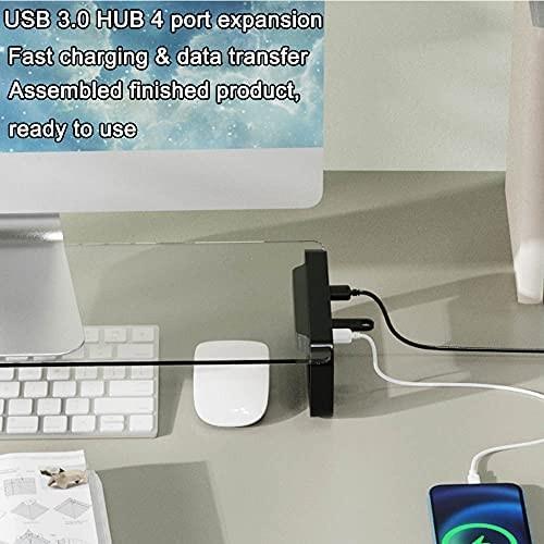 Dreamsoule Glass monitor Stand w 4 port USB 3.0 Data Hub, Computers