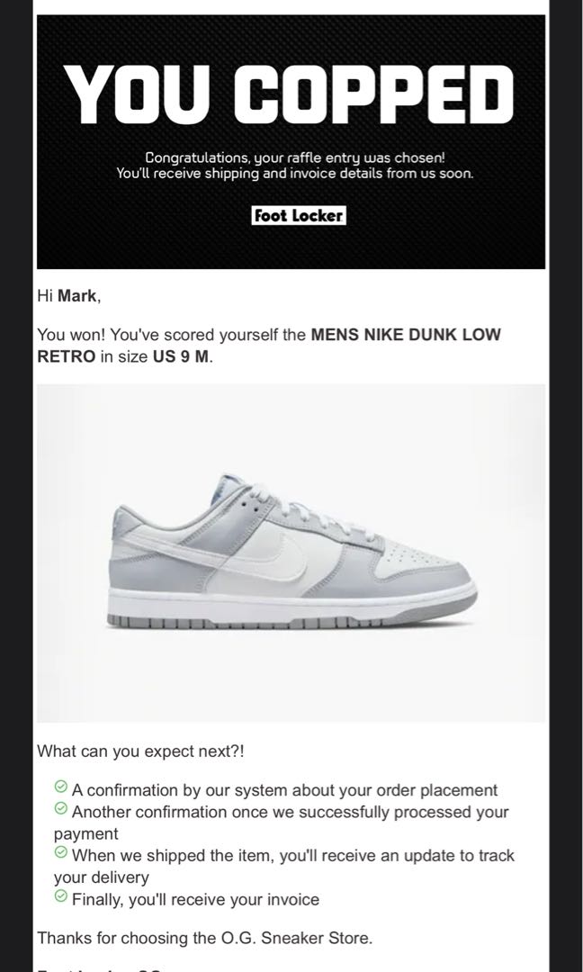 Dunk low platinum grey, Men's Fashion 